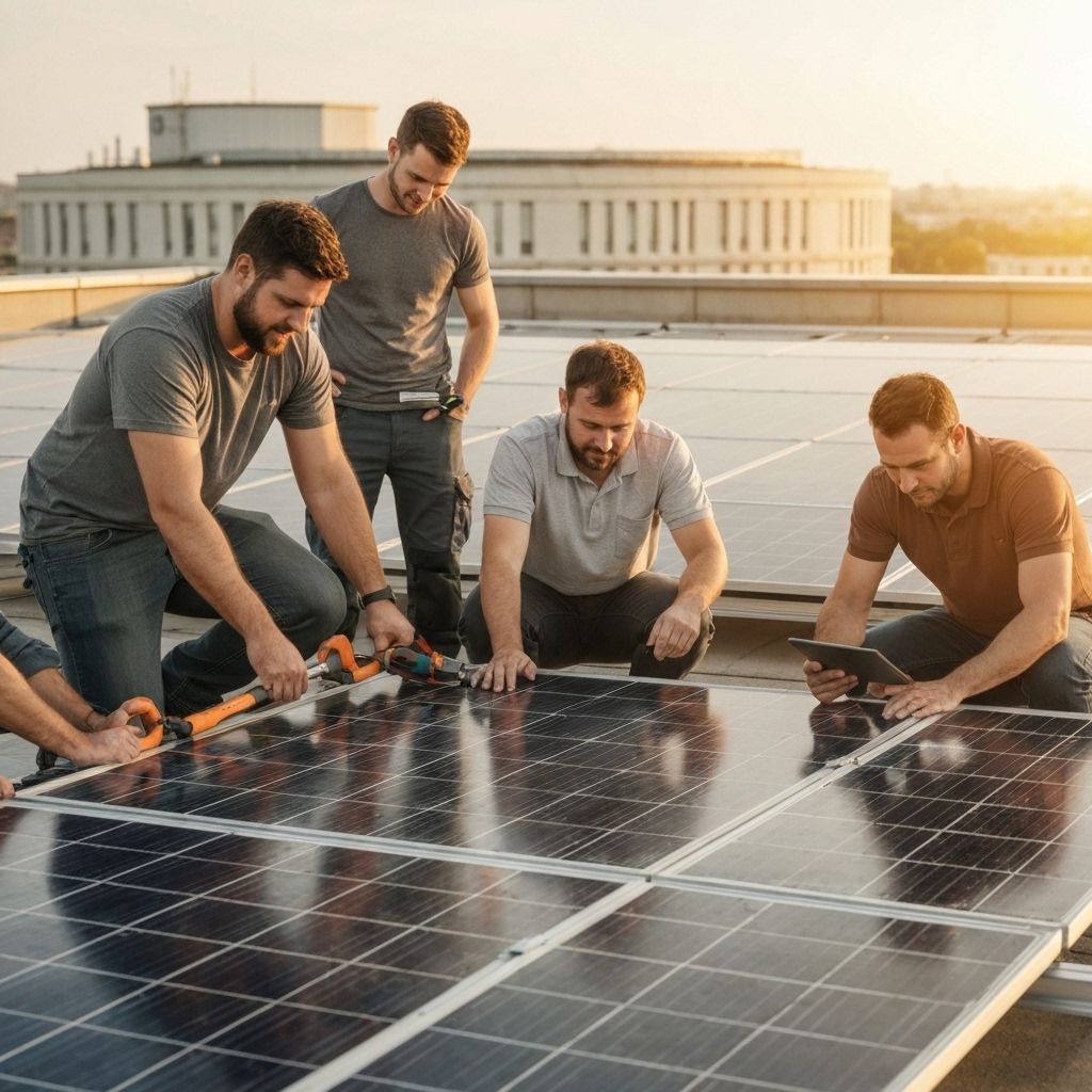 Greenfirst team installing solar panels